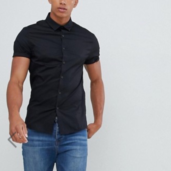 Asos Other - ASOS DESIGN skinny shirt in black with s-sleeve